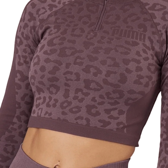 Puma Mauve Animal Print Long Sleeve Top - Picture 2 of 11